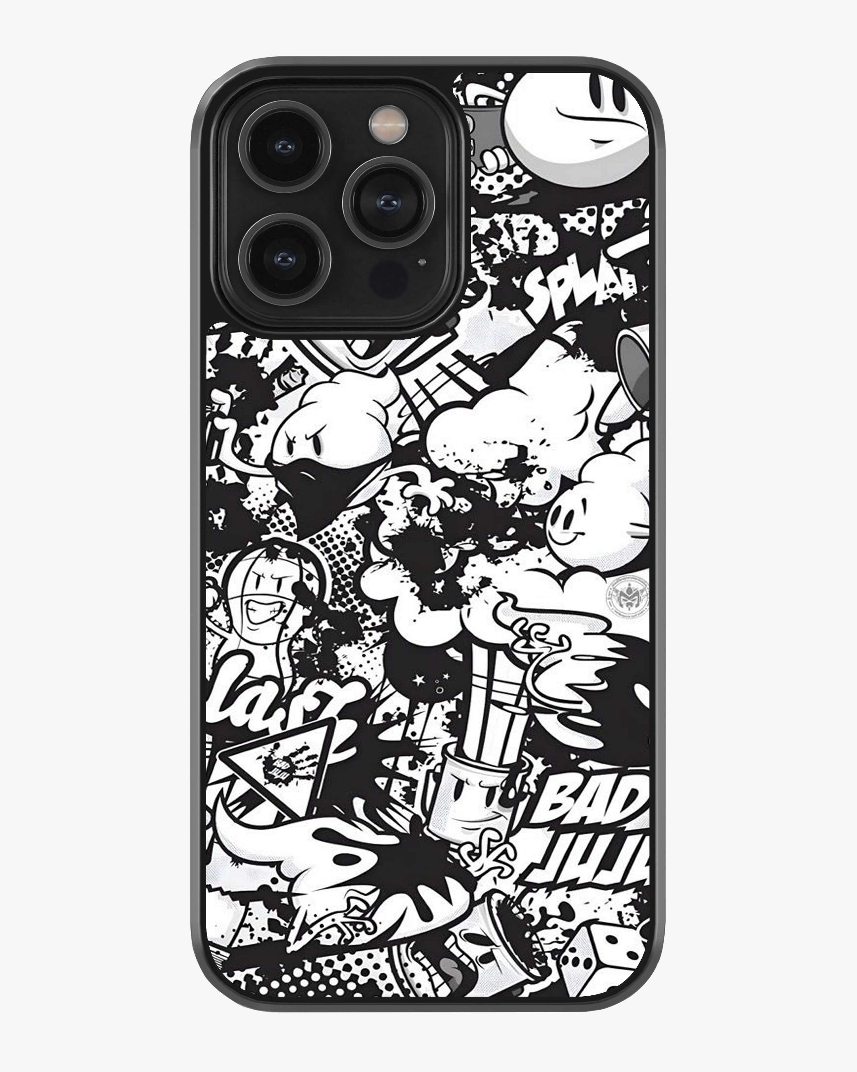 Monochrome Chaos – Urban Graffiti Cartoon Premium Phone Cover Glass Case