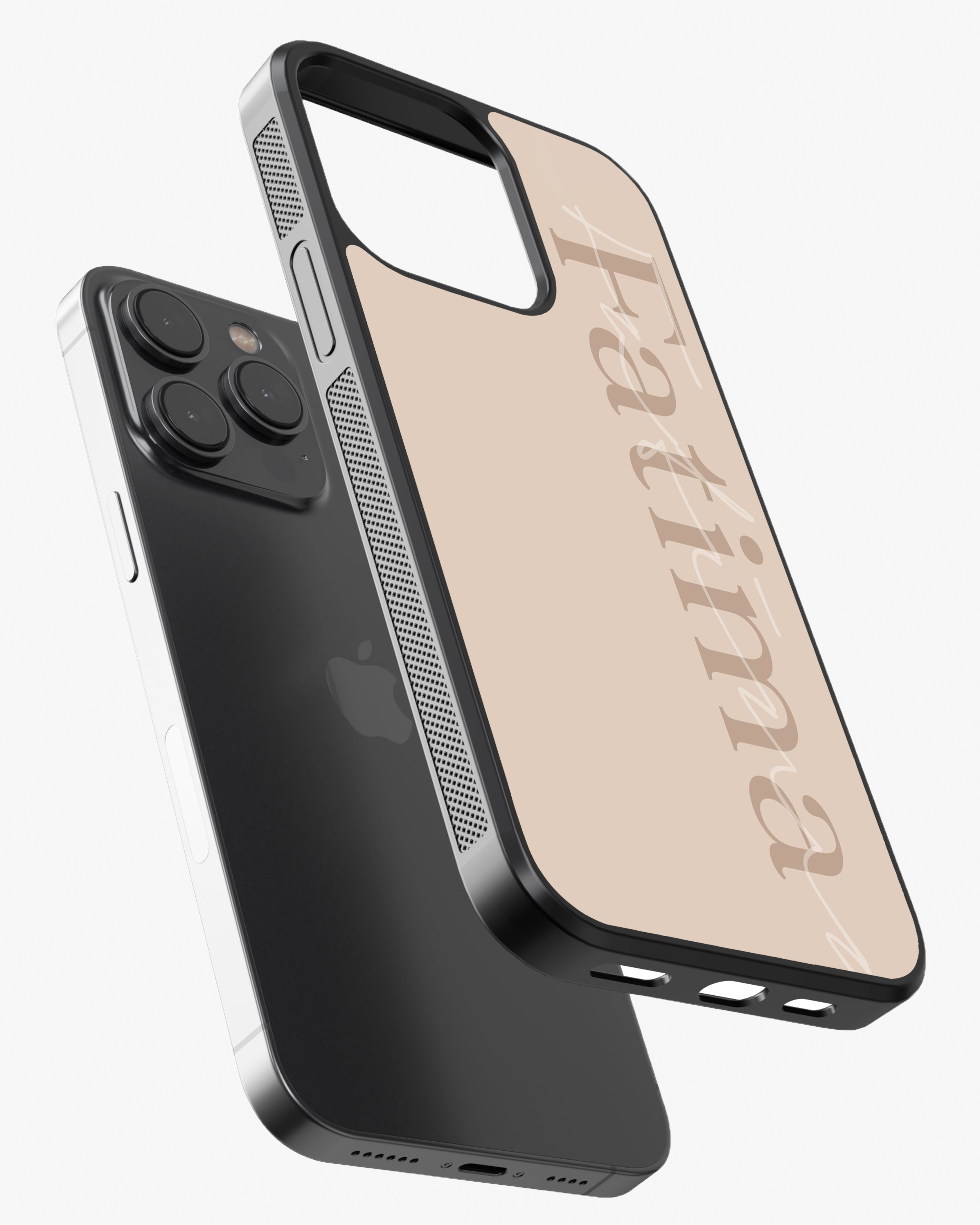 Personalized Minimalist Beige Glass Case