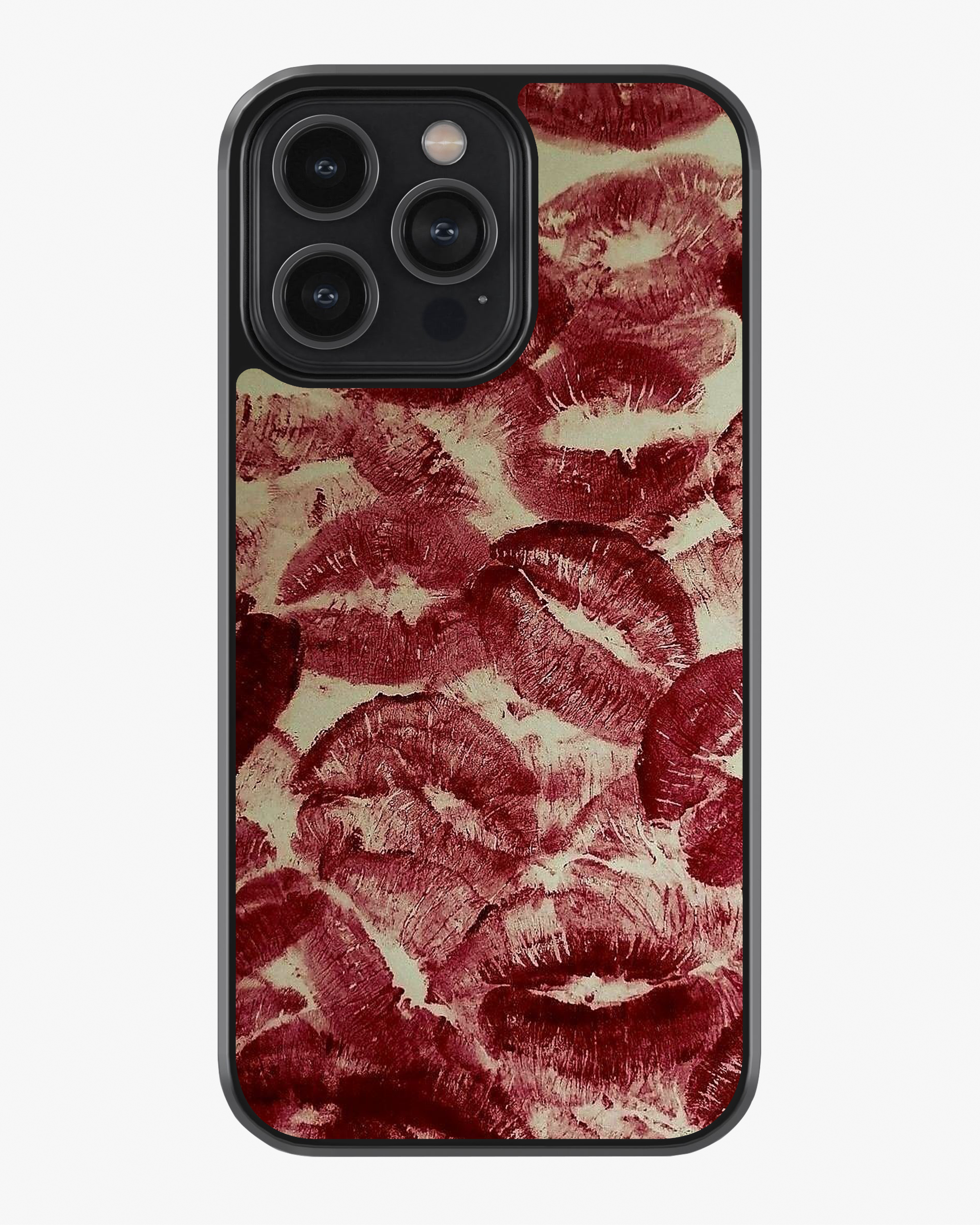 Red Lip Kiss Print Glass Case