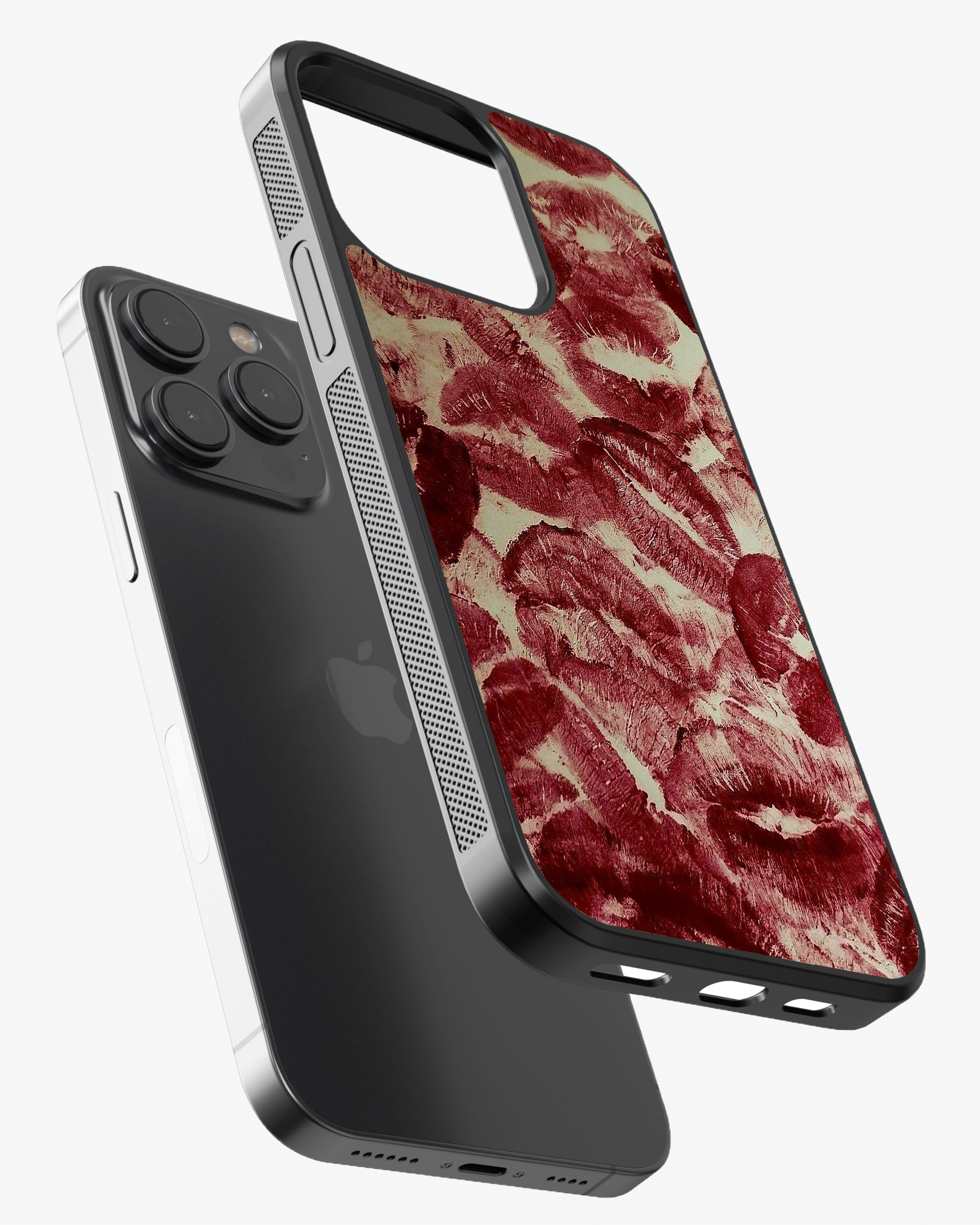 Red Lip Kiss Print Glass Case