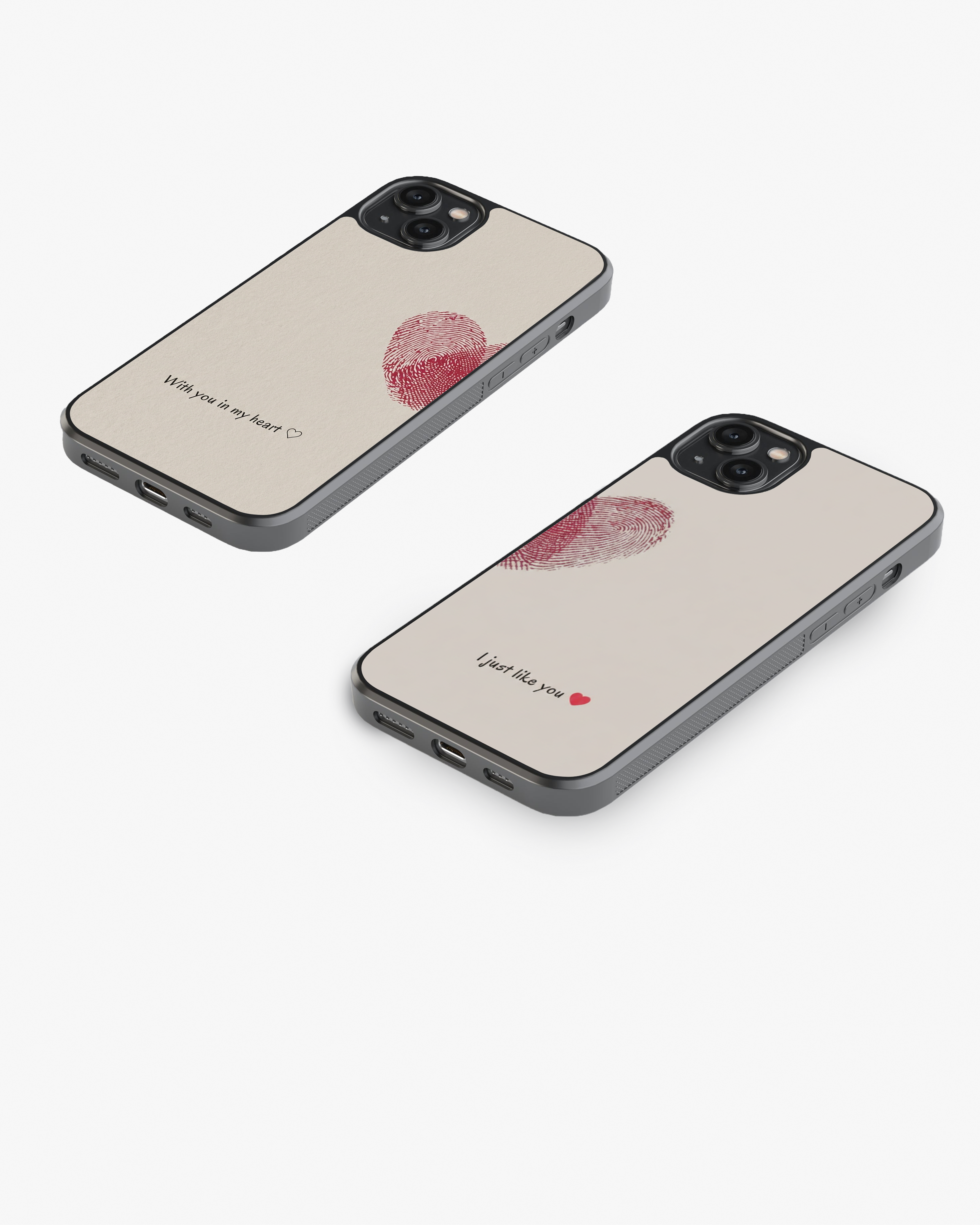 Couple Fingerprint Heart Glass Case