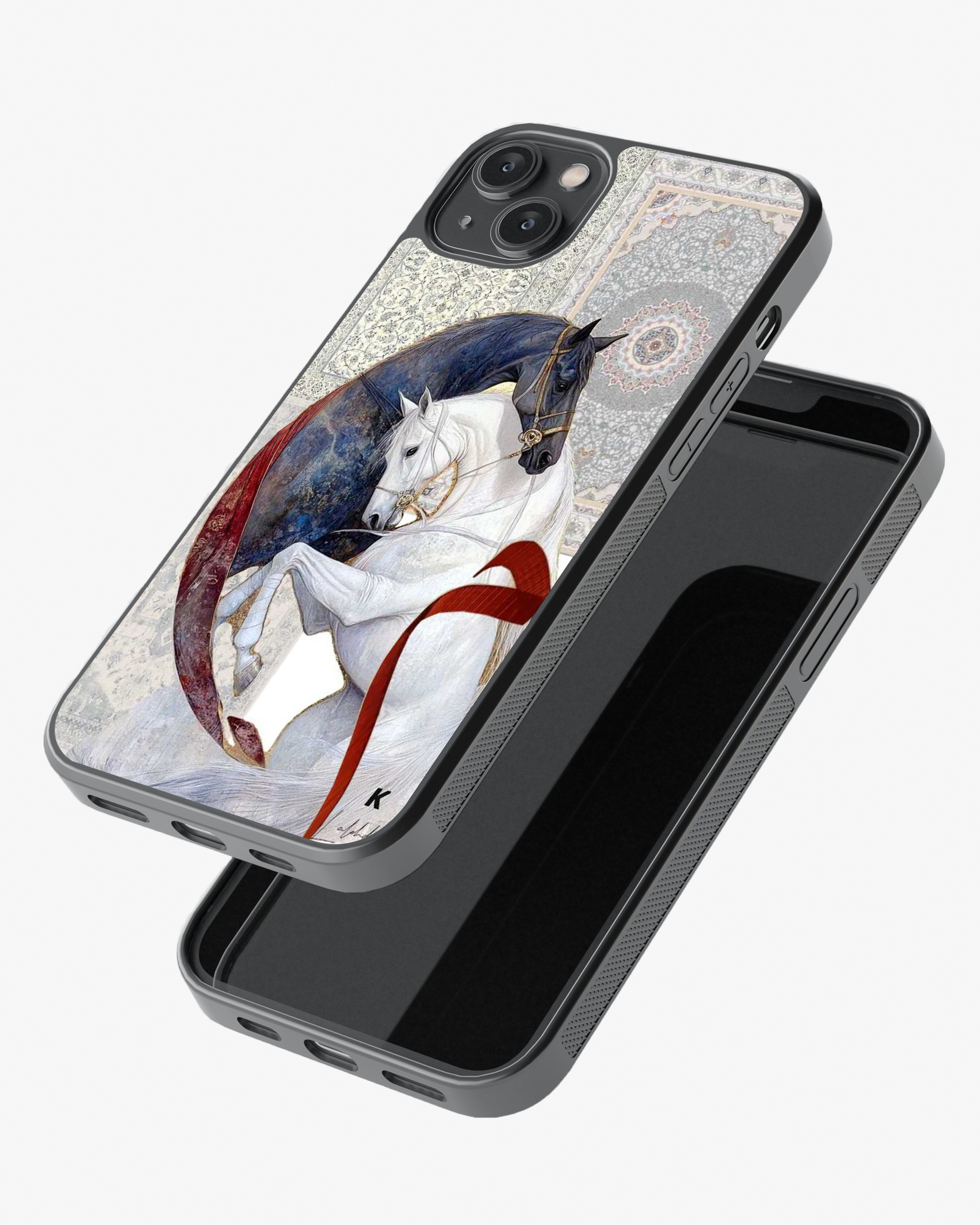 Royal Unity – Dual Horse Art Phone Cover Glass Case