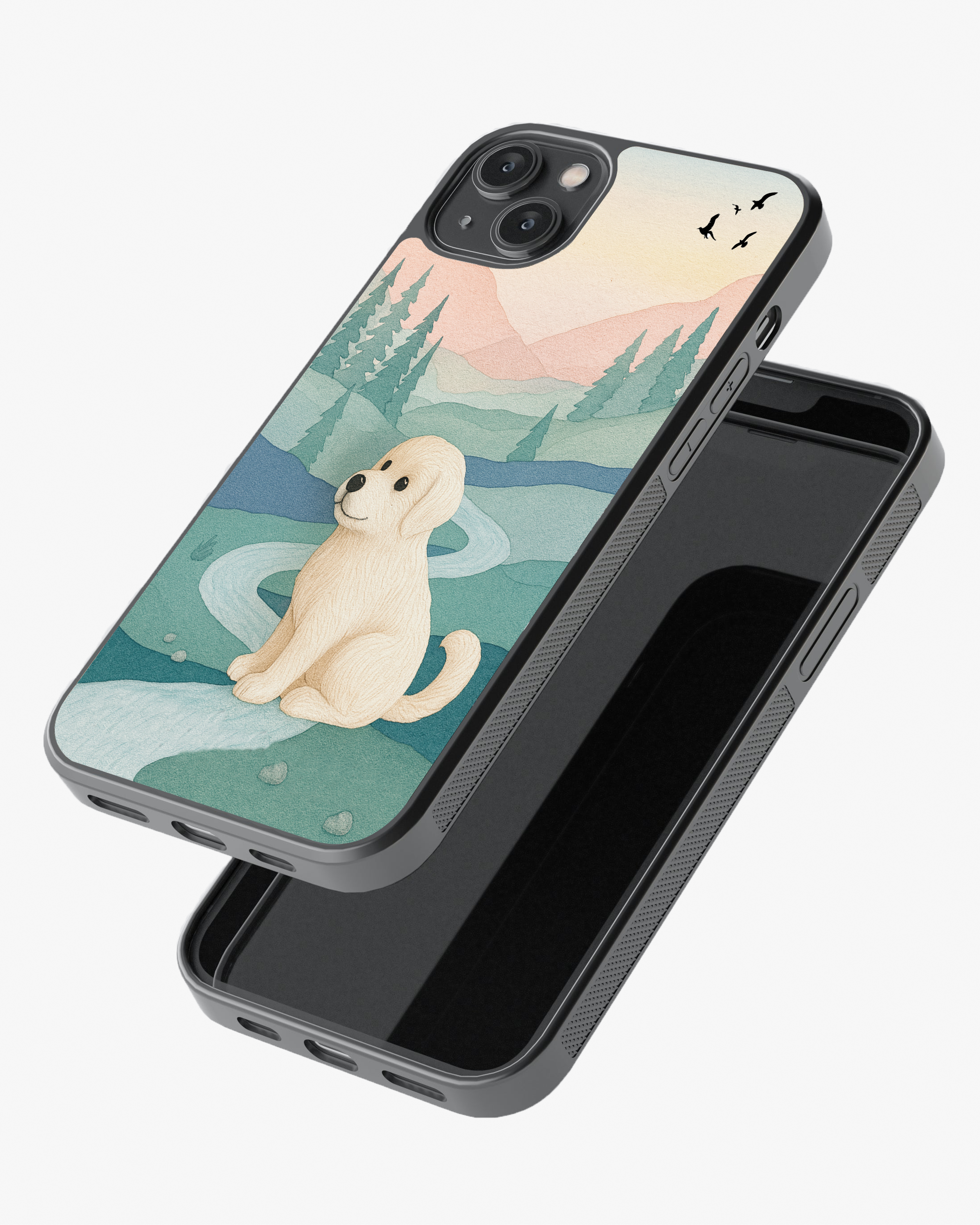 Cute Puppy Illustration Glass Case