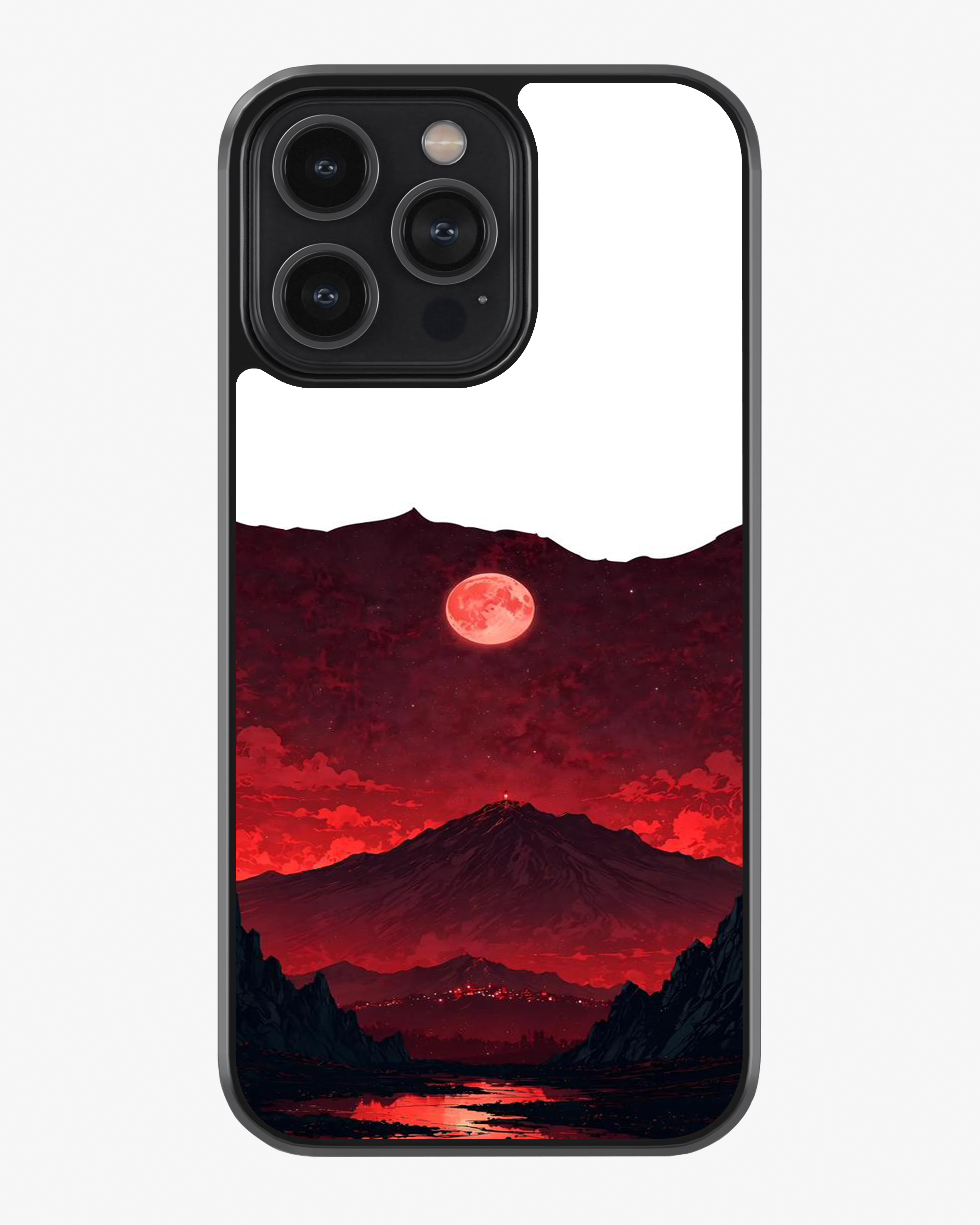 Crimson Moon Lava Landscape Phone Cover Glass Case