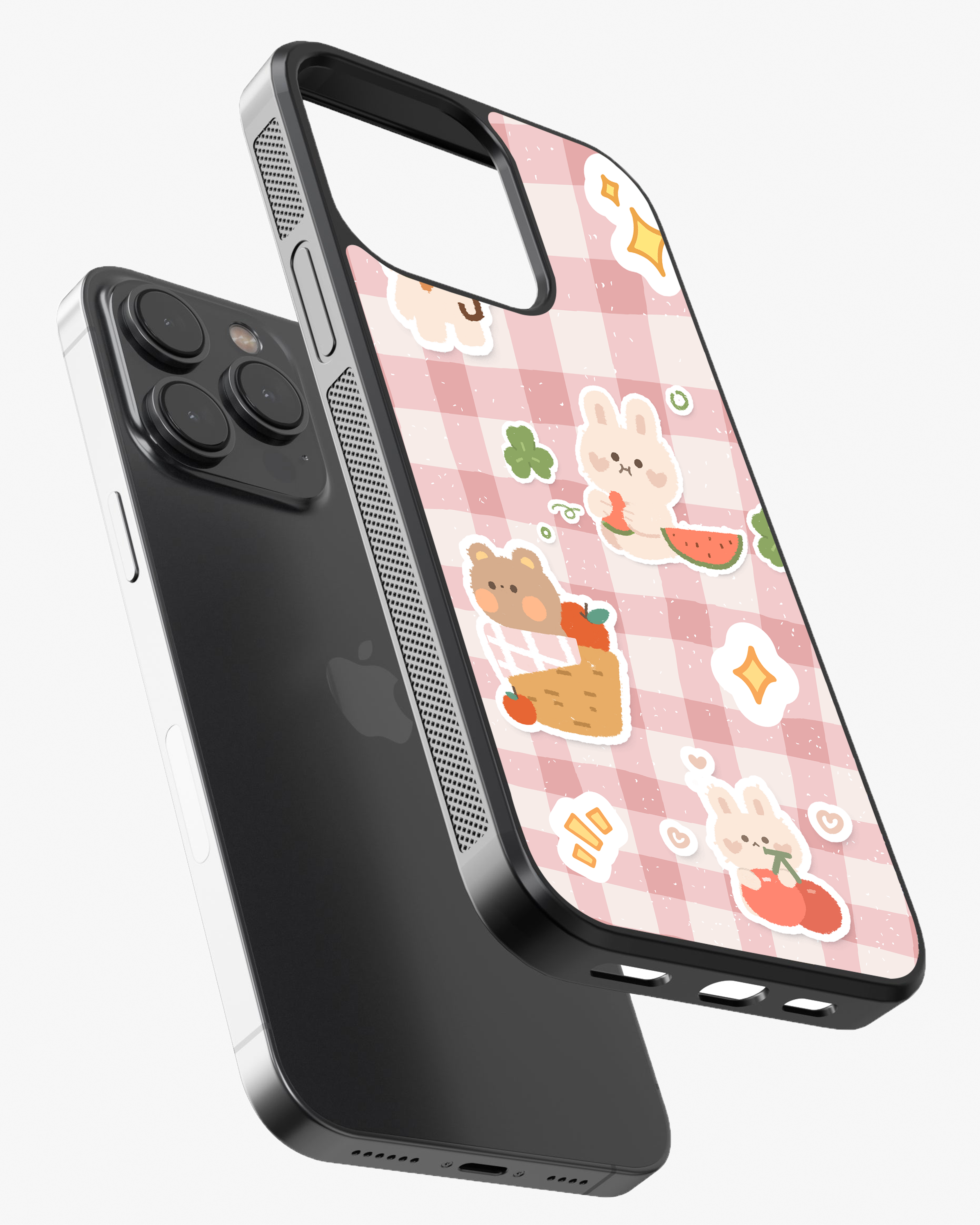 Adorable Bunny & Bear Sticker Style Glass Case