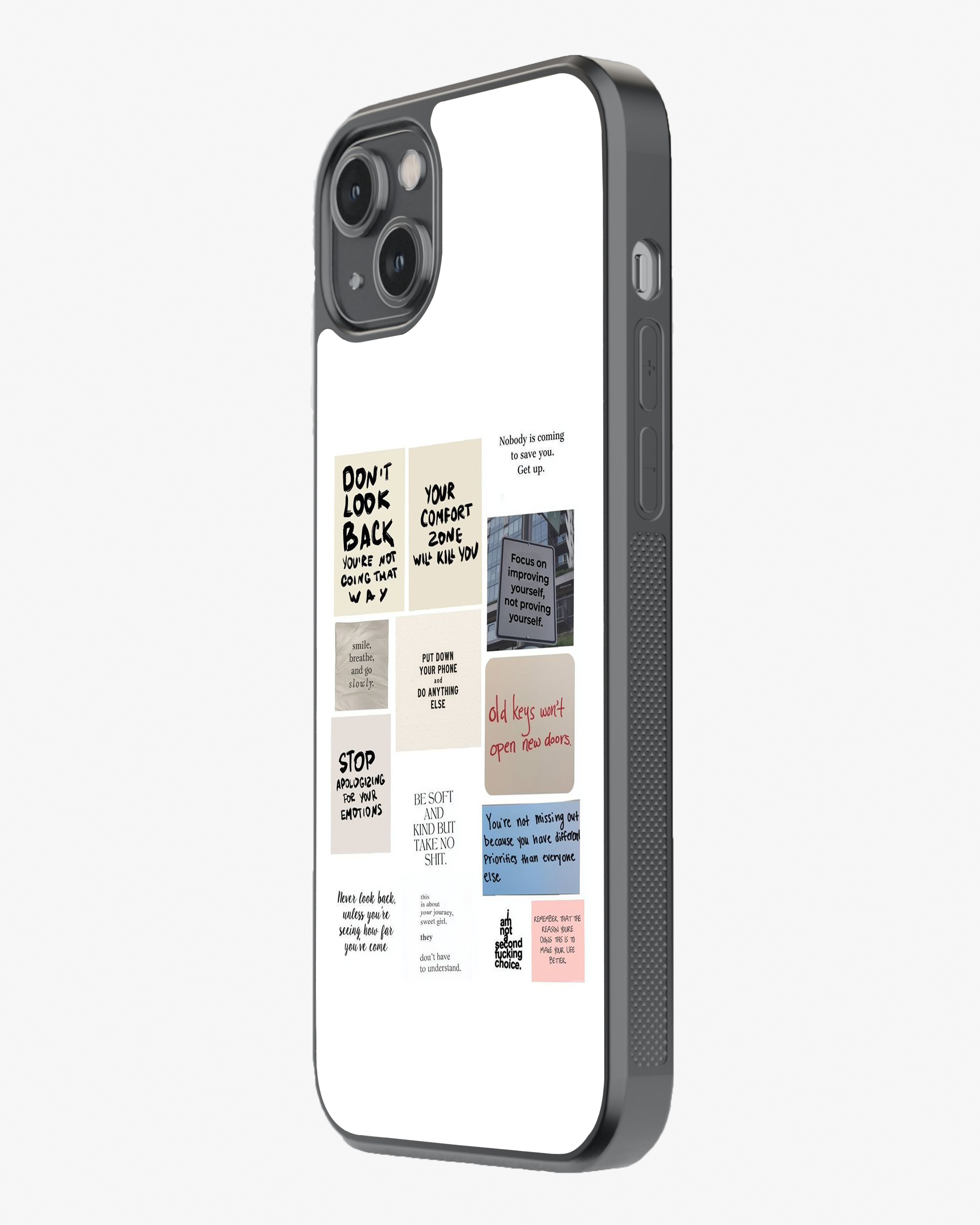 Positive Vibes Quote Collage Phone Cover Glass Case