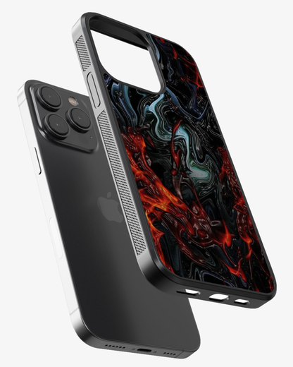 Red Silver Metal Liquid Printed Glass Case