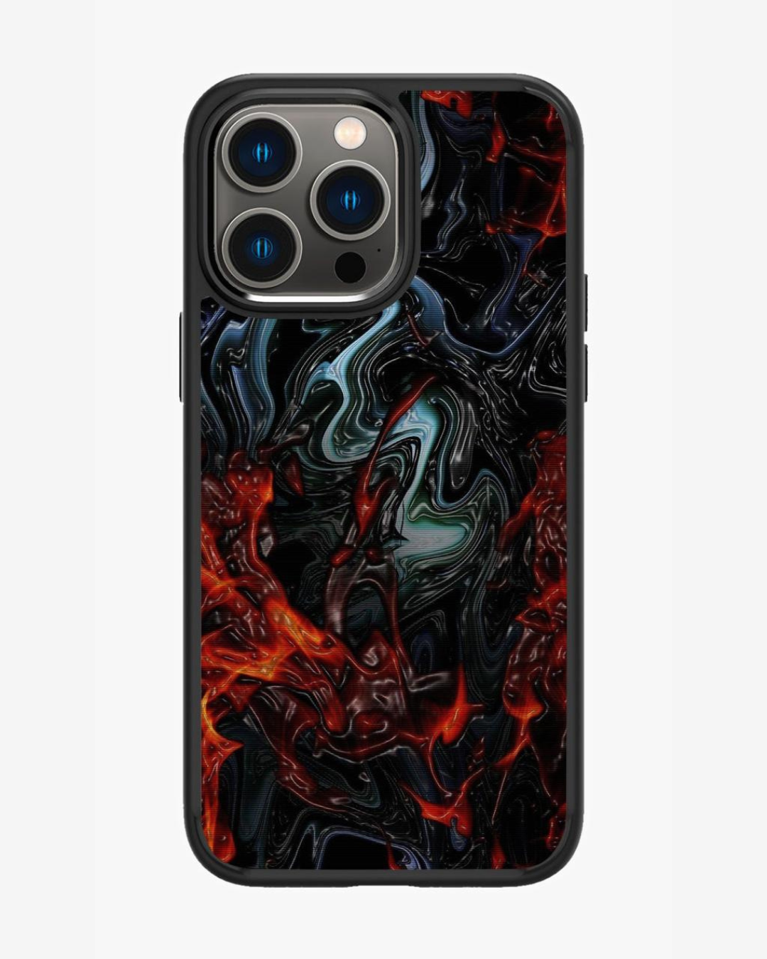 Red Silver Metal Liquid Printed Glass Case