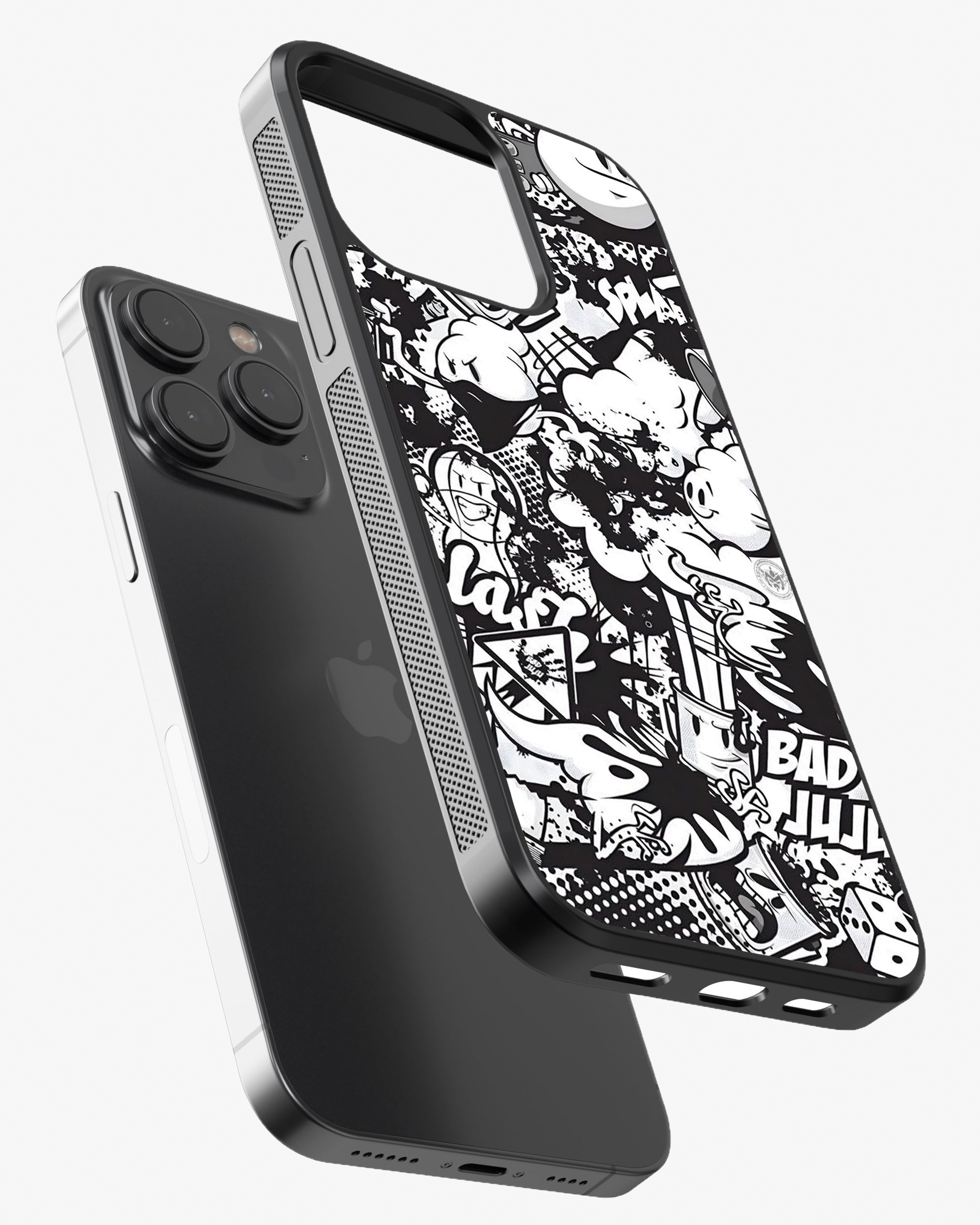 Monochrome Chaos – Urban Graffiti Cartoon Premium Phone Cover Glass Case