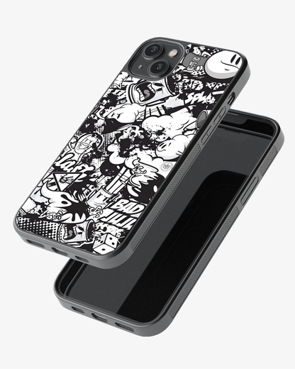 Monochrome Chaos – Urban Graffiti Cartoon Premium Phone Cover Glass Case