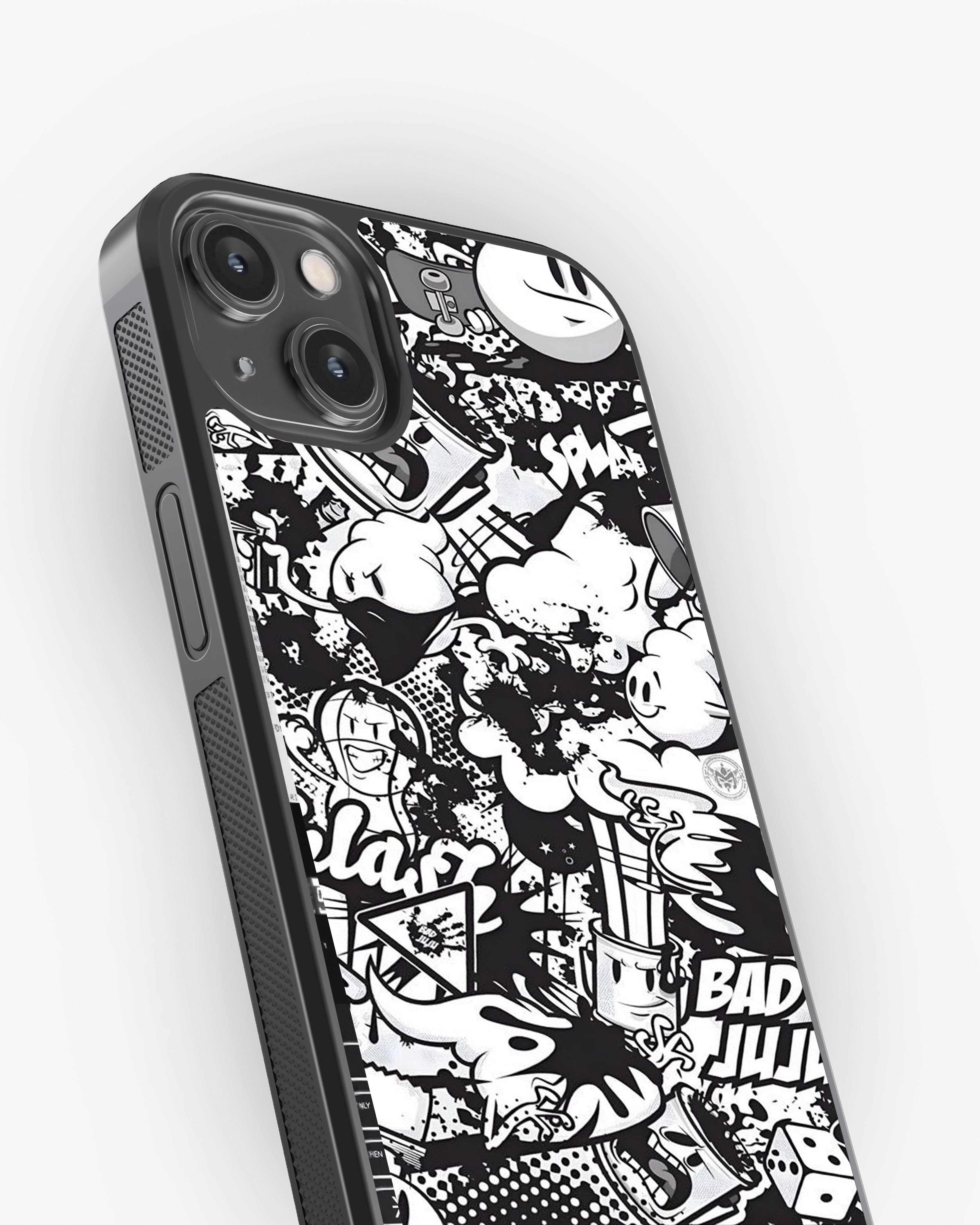 Monochrome Chaos – Urban Graffiti Cartoon Premium Phone Cover Glass Case