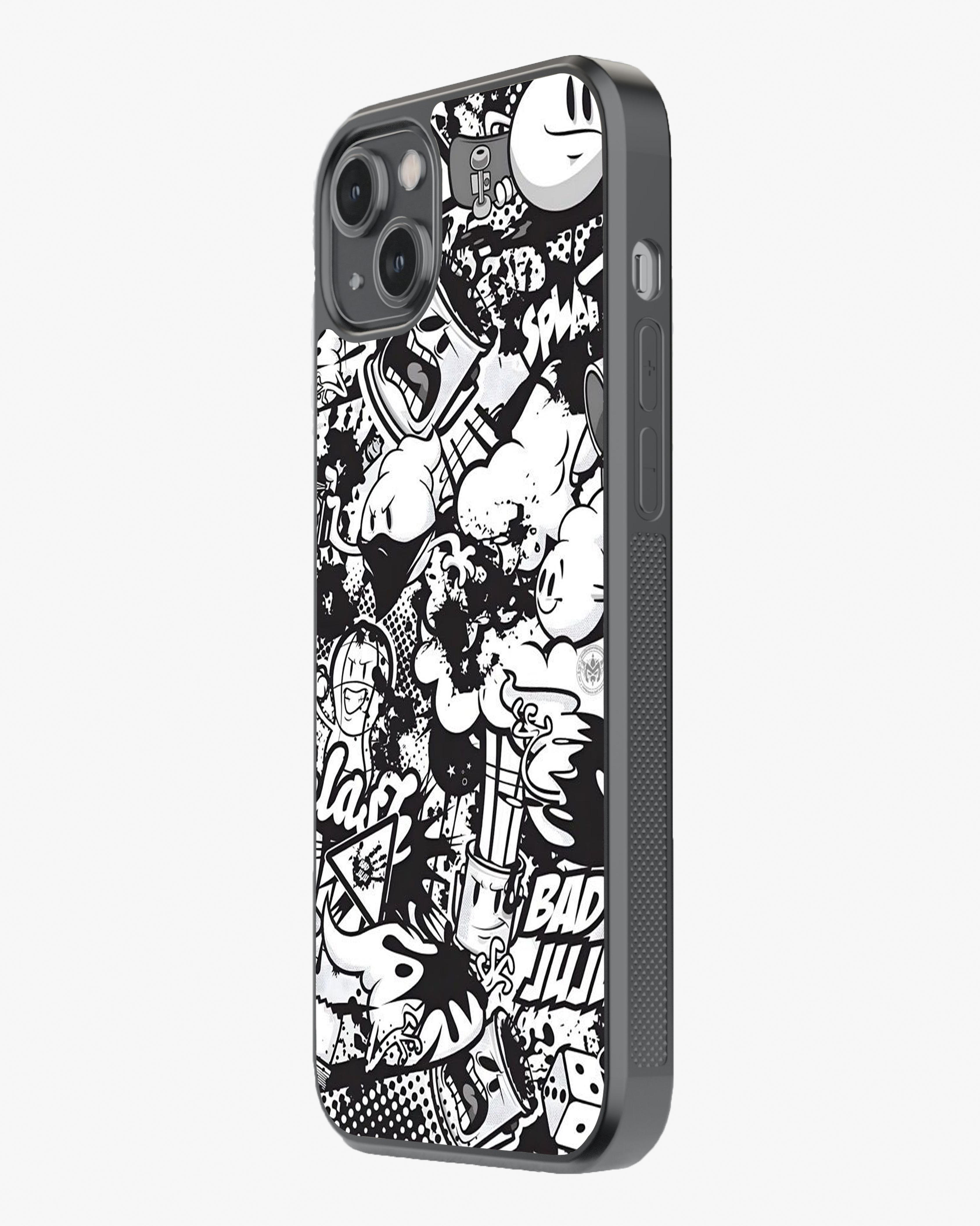 Monochrome Chaos – Urban Graffiti Cartoon Premium Phone Cover Glass Case