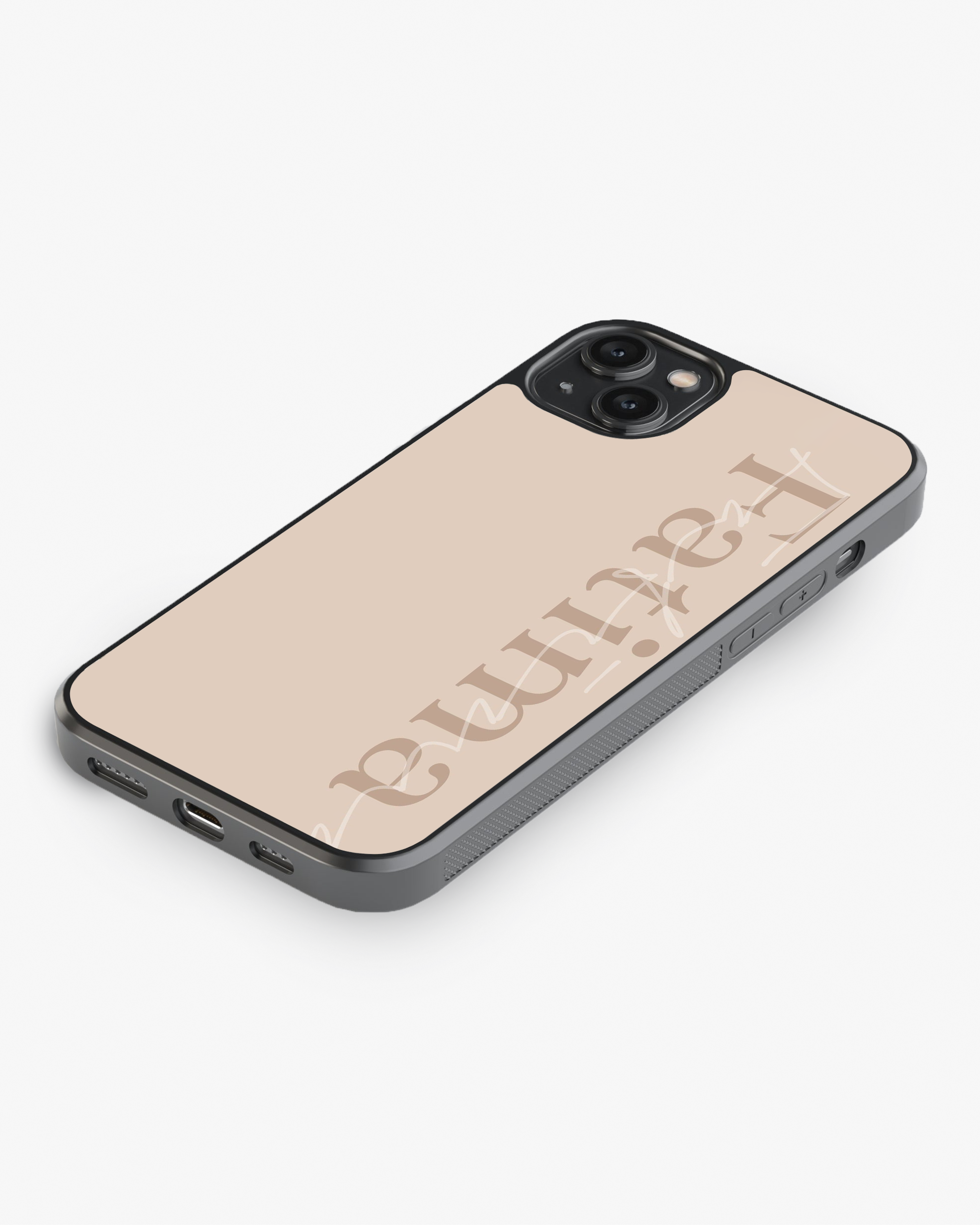 Personalized Minimalist Beige Glass Case