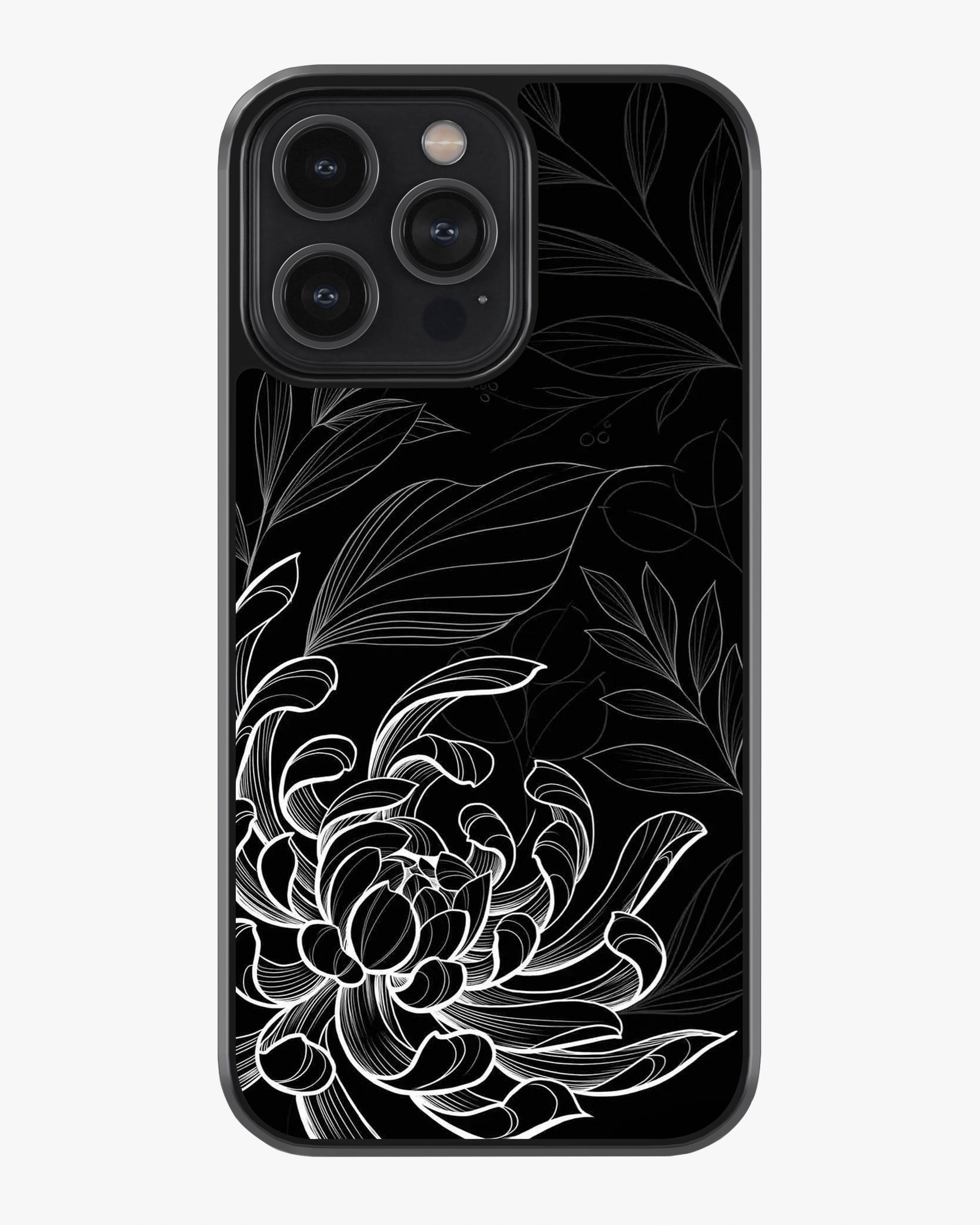 Midnight Bloom – Black & White Minimal Floral Premium Phone Cover Glass Case