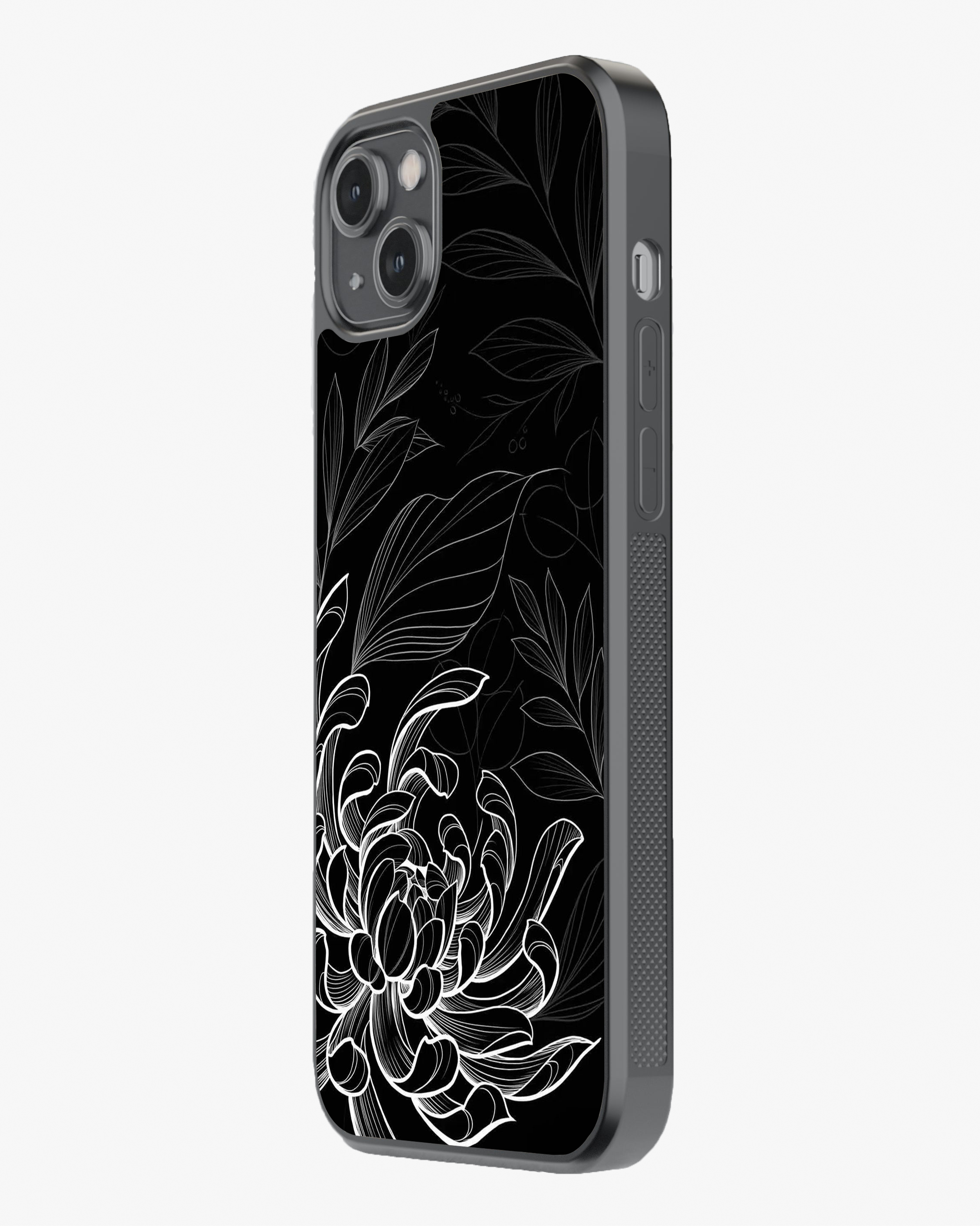 Midnight Bloom – Black & White Minimal Floral Premium Phone Cover Glass Case