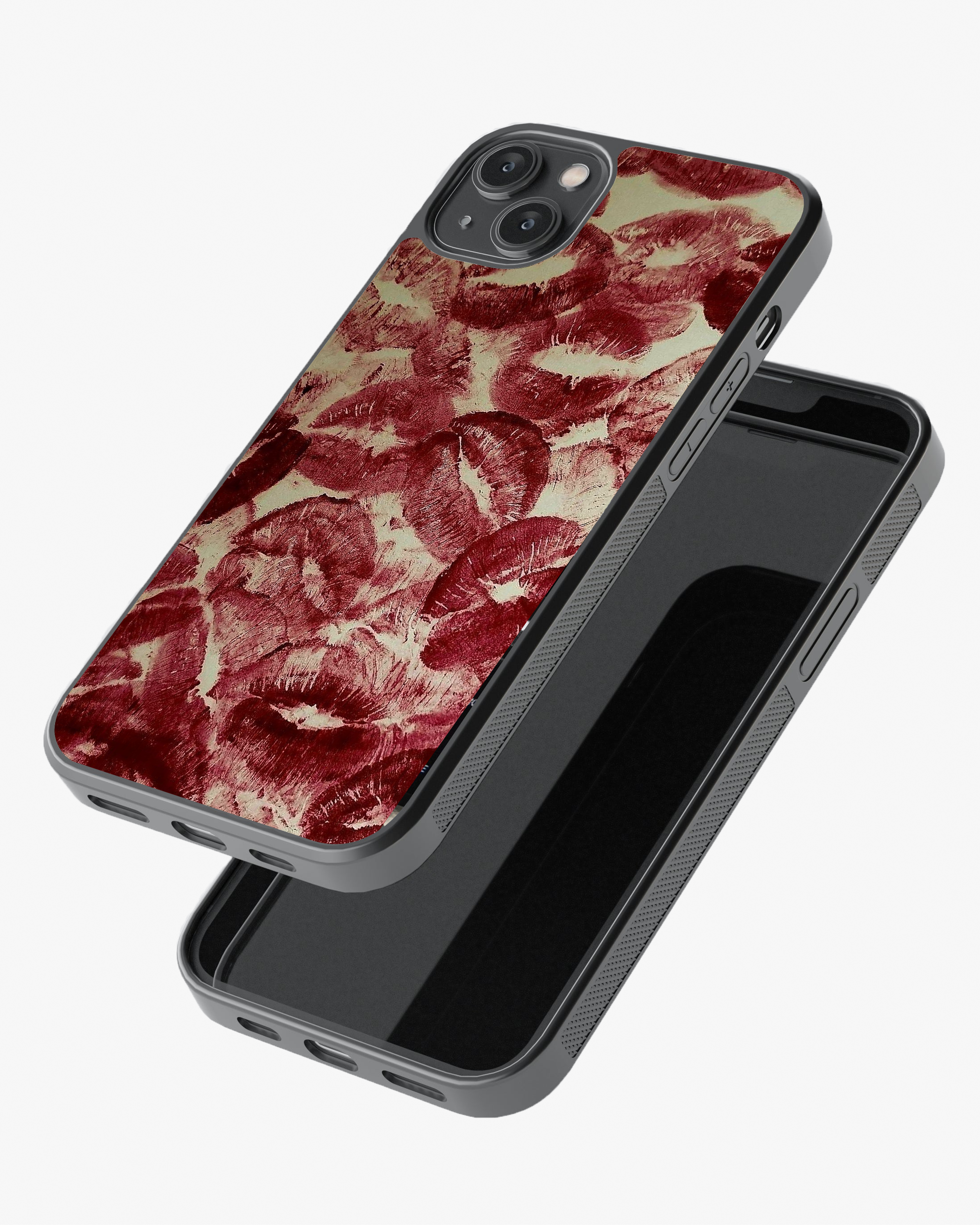 Red Lip Kiss Print Glass Case
