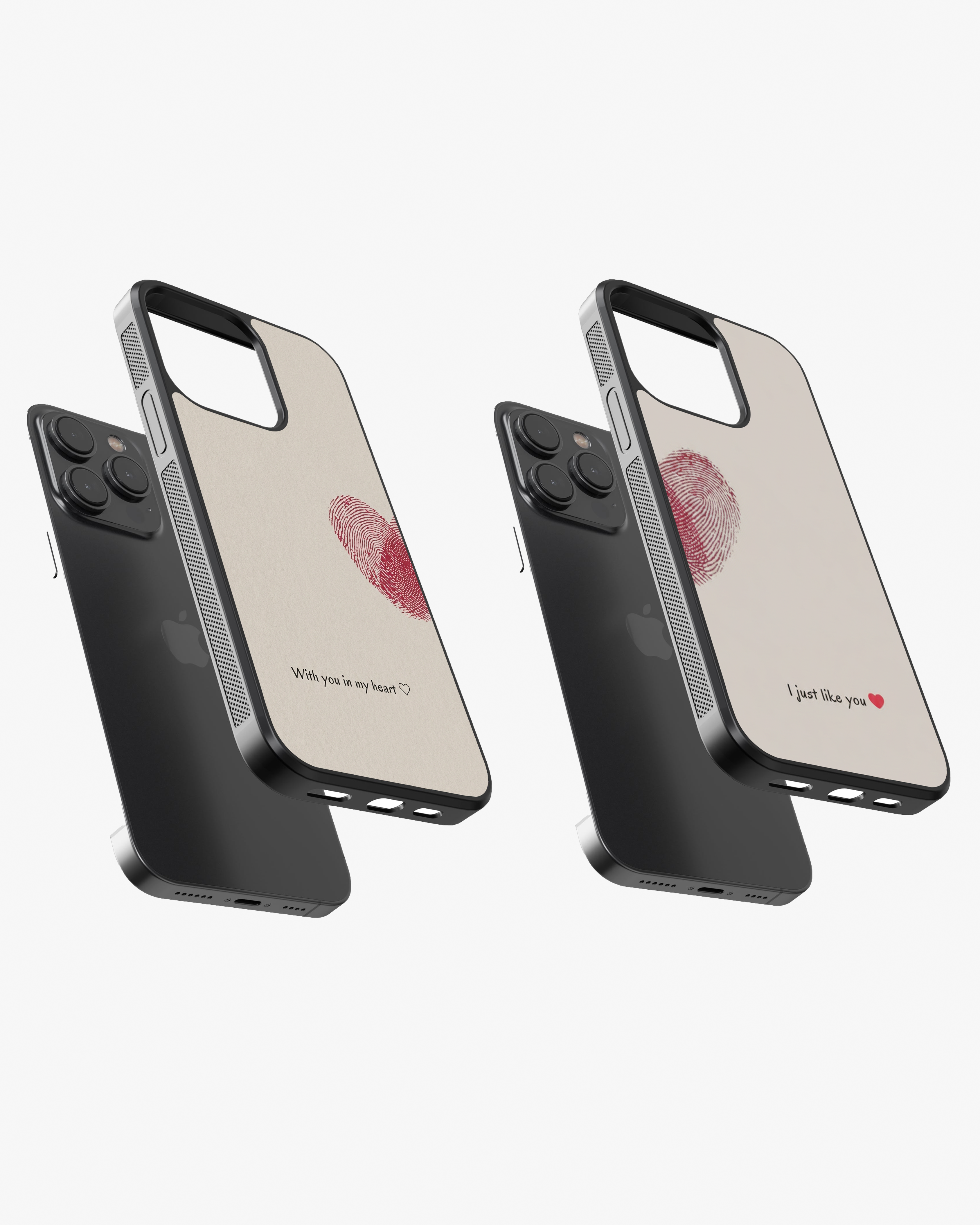 Couple Fingerprint Heart Glass Case