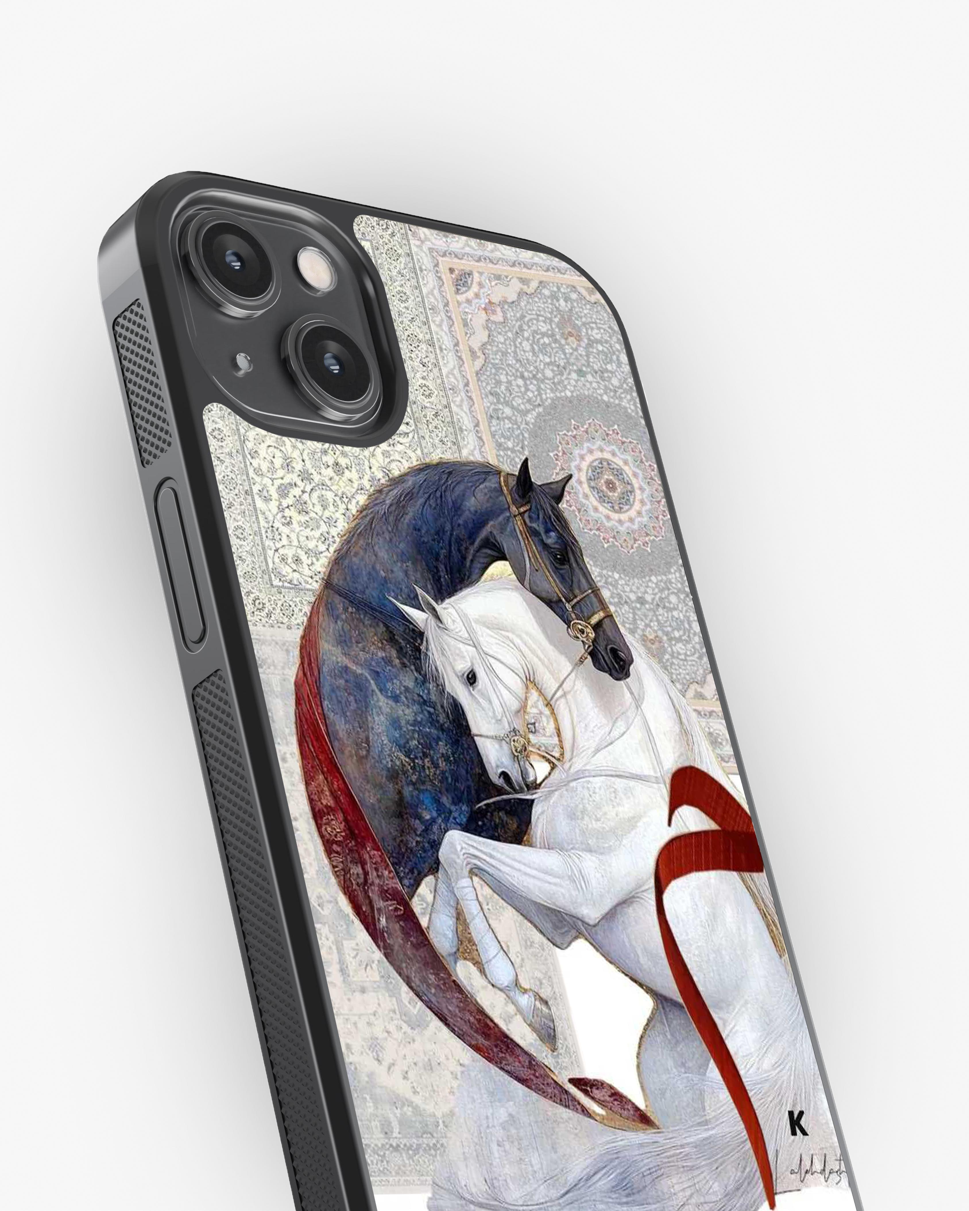 Royal Unity – Dual Horse Art Phone Cover Glass Case