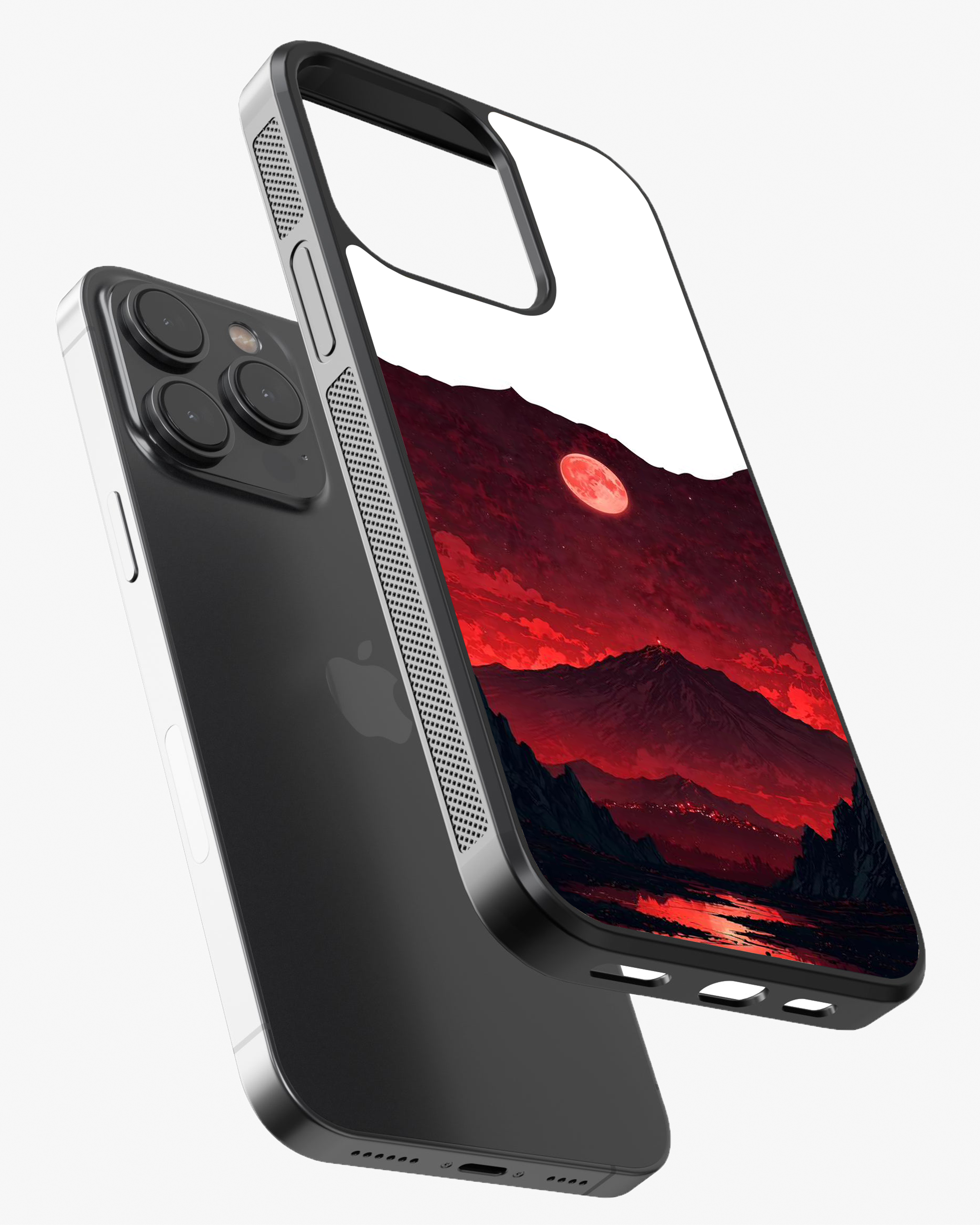 Crimson Moon Lava Landscape Phone Cover Glass Case